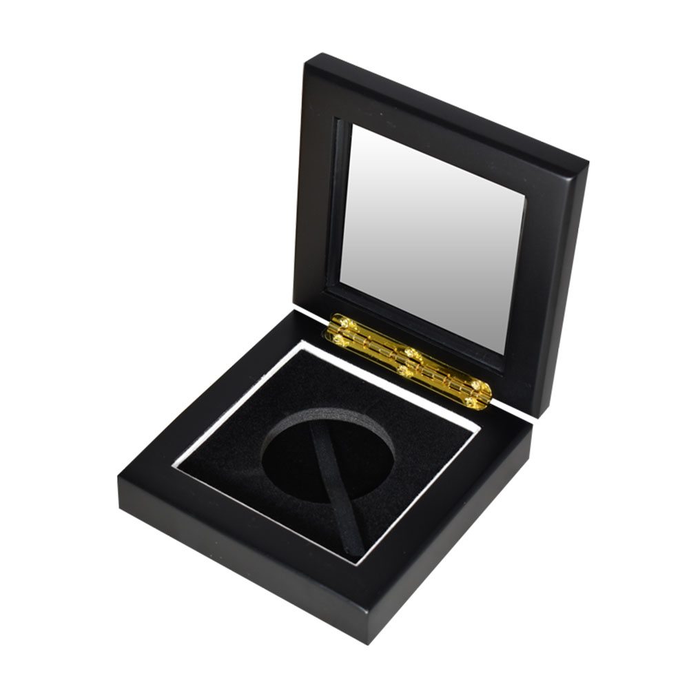 Glass Top Coin Capsule Display Box ( L ) Black Matte KEI Bullion & Numismatics